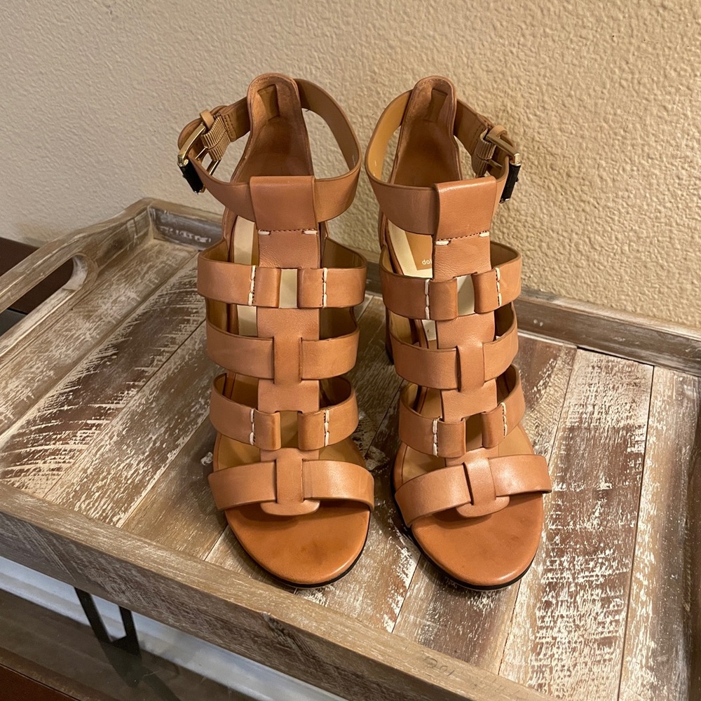 Dolce Vita Niro Gladiator Heel Tan Strappy Block Heel Sandals Size 9 - Picture 12 of 12